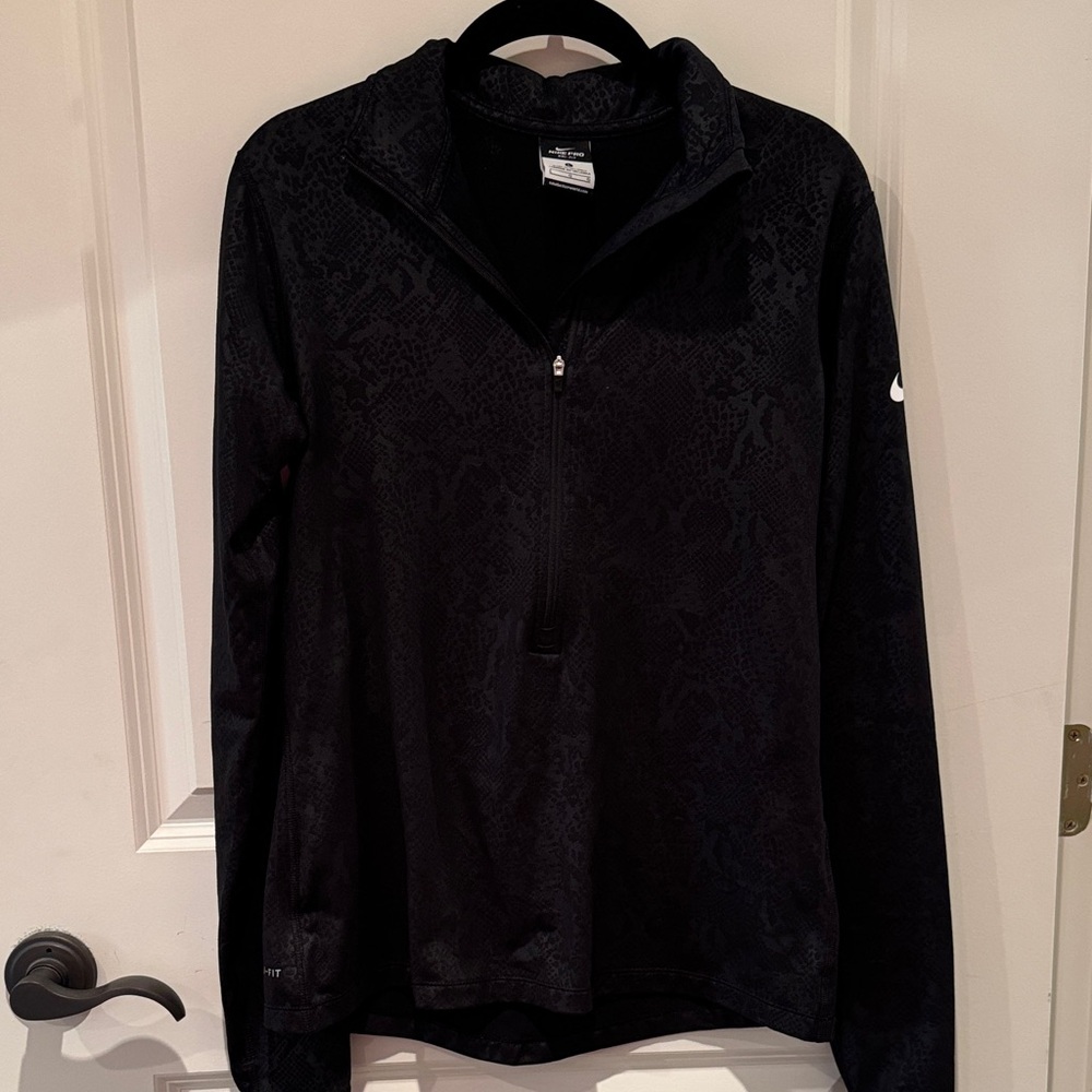 Nike Black Patterned Quarter-Zip Top